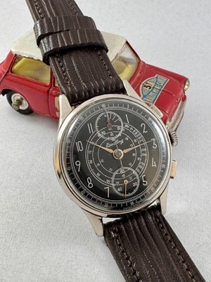 VINT Breitling Chronograph  black  dial  ref 178 venus 170 wind up swiss   ca 58