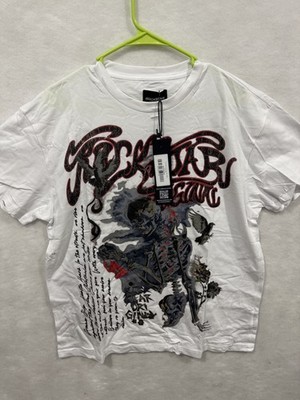 Rockstar Original Men's White Graphic Print Skeleton and Bird T-Shirt Doom Sz M