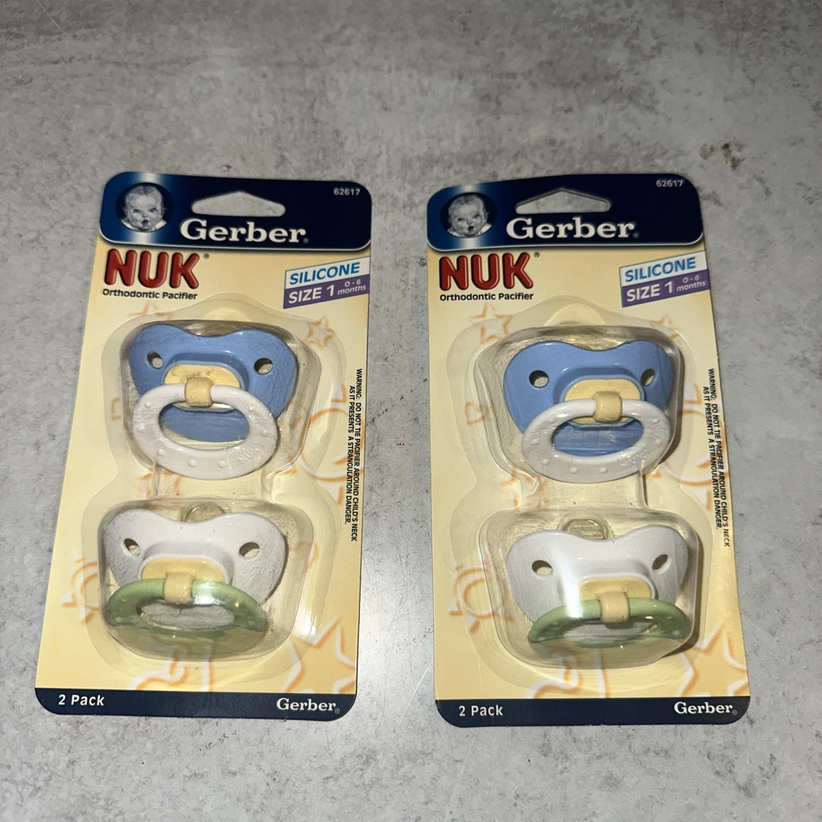 2 Sets Of 2 Gerber NUK Orthodonic Pacifier Size 1 0-6 Months Silicone Blue
Opens in a new window or