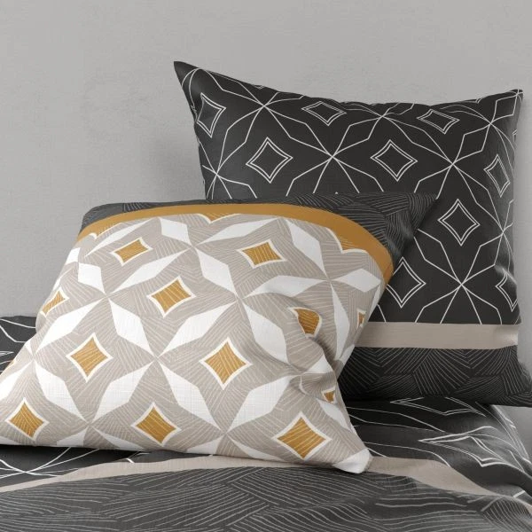 Housse de couette 240x260 cm + 2 taies d'oreiller 63x63 cm Coton 57 fils Ota - Photo 3/4