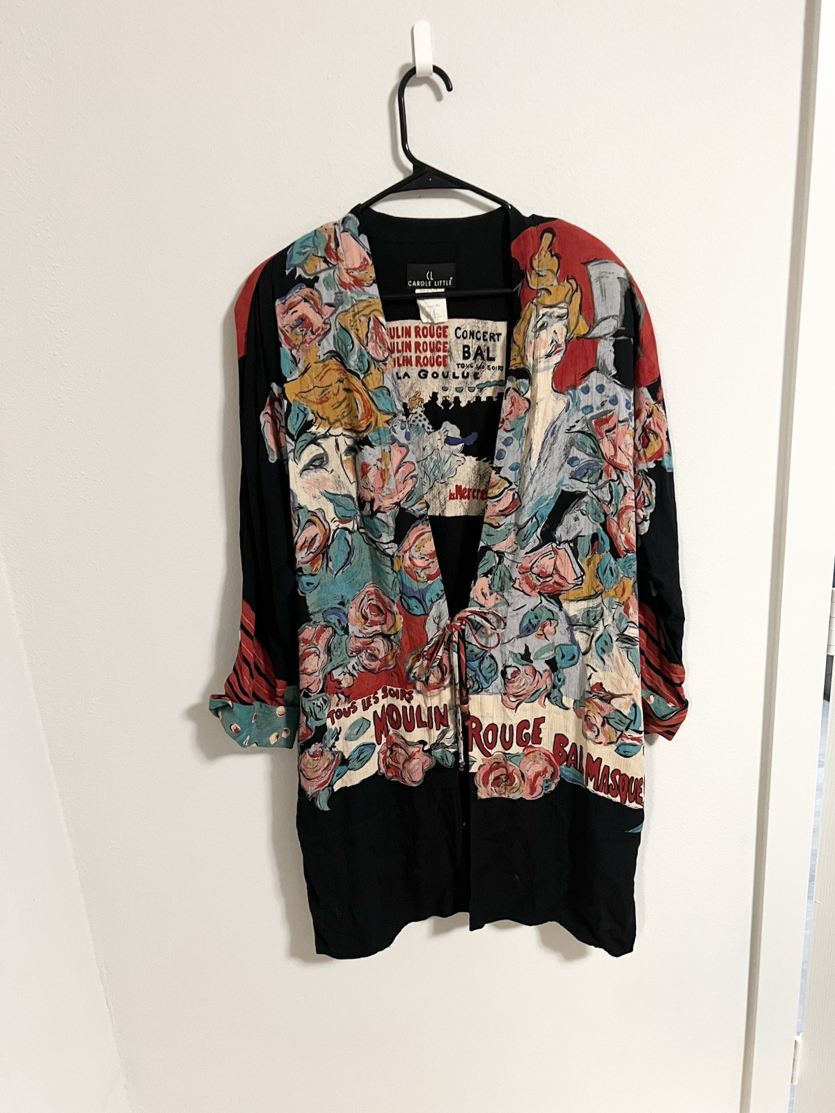 Vintage Carole Little Size 8 Moulin Rouge Jacket Wearable Art Graphic Tunic Top