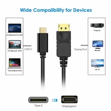6FT/1.8M USB-C Type C to DisplayPort DP M/M Adapter Cable Line 4K@60Hz