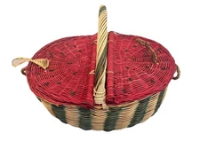 Watermelon Wicker Picnic Lunch Beach Basket Country Farmhouse Summer Vintage