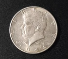 1964 Kennedy Half Dollar, 90% Silver Circulated Coin