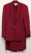 VINTAGE INGENUITY FAIT AU CANADA RED Skirt Suit Blazer Jacket Size 16 EXC COND 