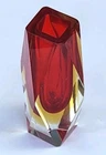 Vtg Murano Glass Vase Faceted Sommerso Art Beautiful Smoke Red 6 1/8" Vase