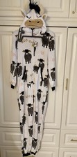 New Women  s Cow Pajamas One piece Removable Bell Size Extra Small XS
