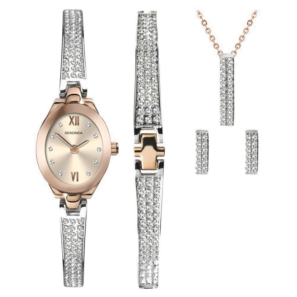 Sekonda Watch 2924G Ladies Bracelet Pendant Earring Gift Set RRP