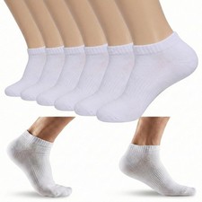 Lamouvre 6 Pairs Low-Cut Cotton Lycra Ankle Socks For Men and Medium, White
