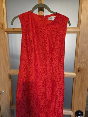 Diane Von Furstenberg Womens Floral Lace Textured Zipped Darted Dress Red Size 4