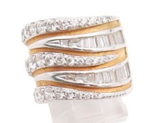 925 Sterling Silver Vintage Ring Rectangle  Round Cut CZ Swirls Sz 5 RG33314