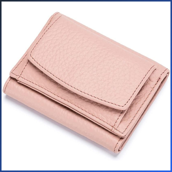 Echtleder GeldböRse Damen Mini Portemonnaie Mit Rfid Schutz - Rosa, MüNzfach-image