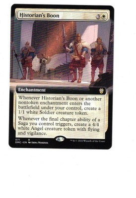 MTG HISTORIAN'S BOON DOMINARIA UNITED COMMANDER EXTENDED ART WHITE RARE NM SAGA
