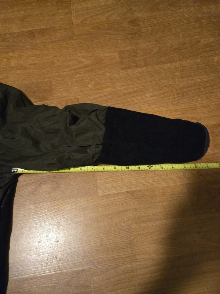 VINCE Fatiga Verde Oliva Negro Mixto Medios Abrigo con Capucha Cremallera Bolsillo Chaqueta Grande Foto 3 de 4