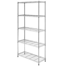 Chrome 5-Tier Heavy Duty Metal Freestanding Garage Storage Shelving Unit 13.78