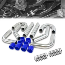Universal 2.00" Polish 8PC Front Mount Intercooler Piping Straight Hose+Clamp