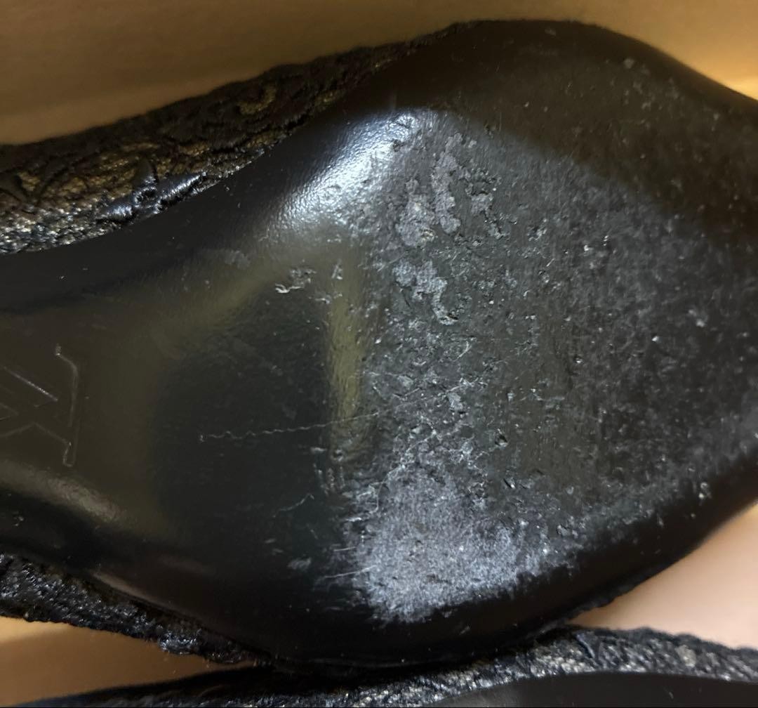 LOUIS VUITTON Pumps Heel Lace Black EU37.5/US7.5 120390c thumbnail 11