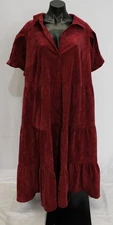 Crown & Ivy Women's Plus Puff Sleeve Corduroy Dress BE5 Cranberry Size 3X