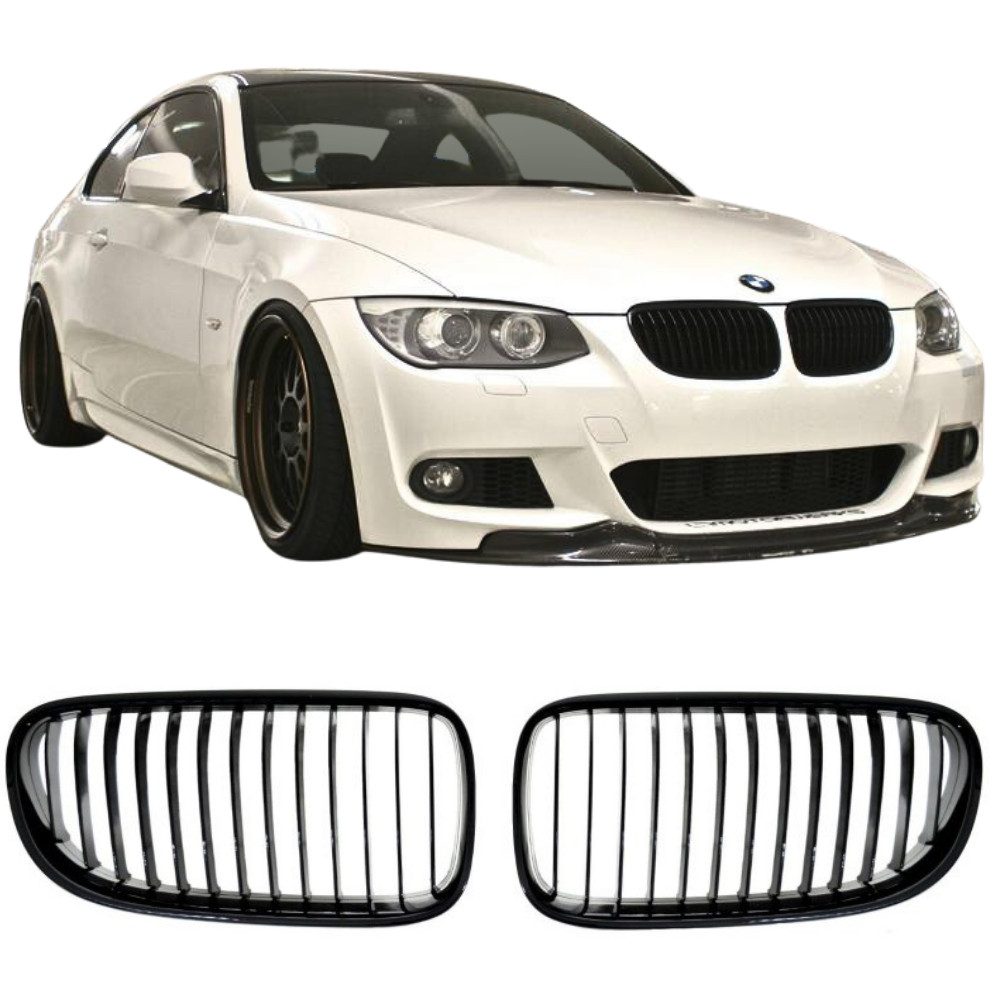 Calandre Noir Brillant pour Remplacer la Grille Chrome BMW E92 E93 Restylée