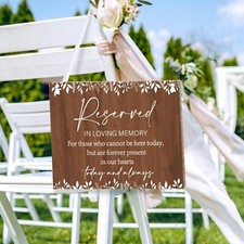 Rustic Wedding Memorial Sign with Ribbon Reserved Signs Wood in Loving Memory...