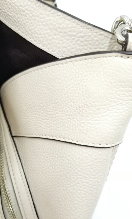 Coach Lexy Chalk White Rivet and Floral Detail Triple Compartment