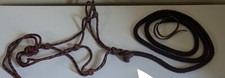 HORSE Tack Rope BRIDLE 1.25"  Rope LEAD 2" 106"L w/ Leather Tail 13" GUC