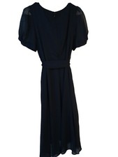 Chaps V-Neck Short Sleeve Midi Dress, Women's Size 8,Navy NEW 