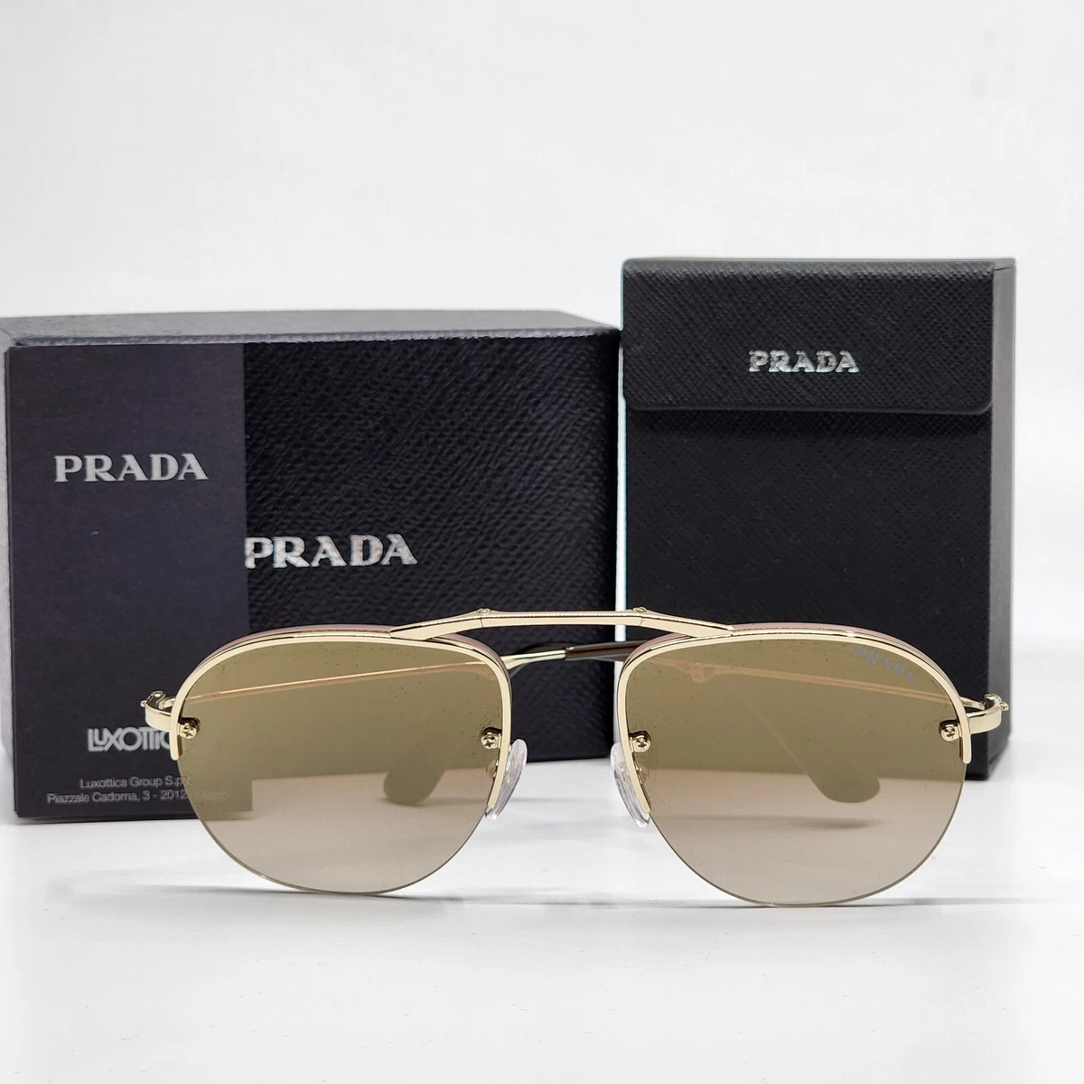 PRADA TEDDY Folding Sunglasses SPR54US ZVN 1K2 Gold Gradient