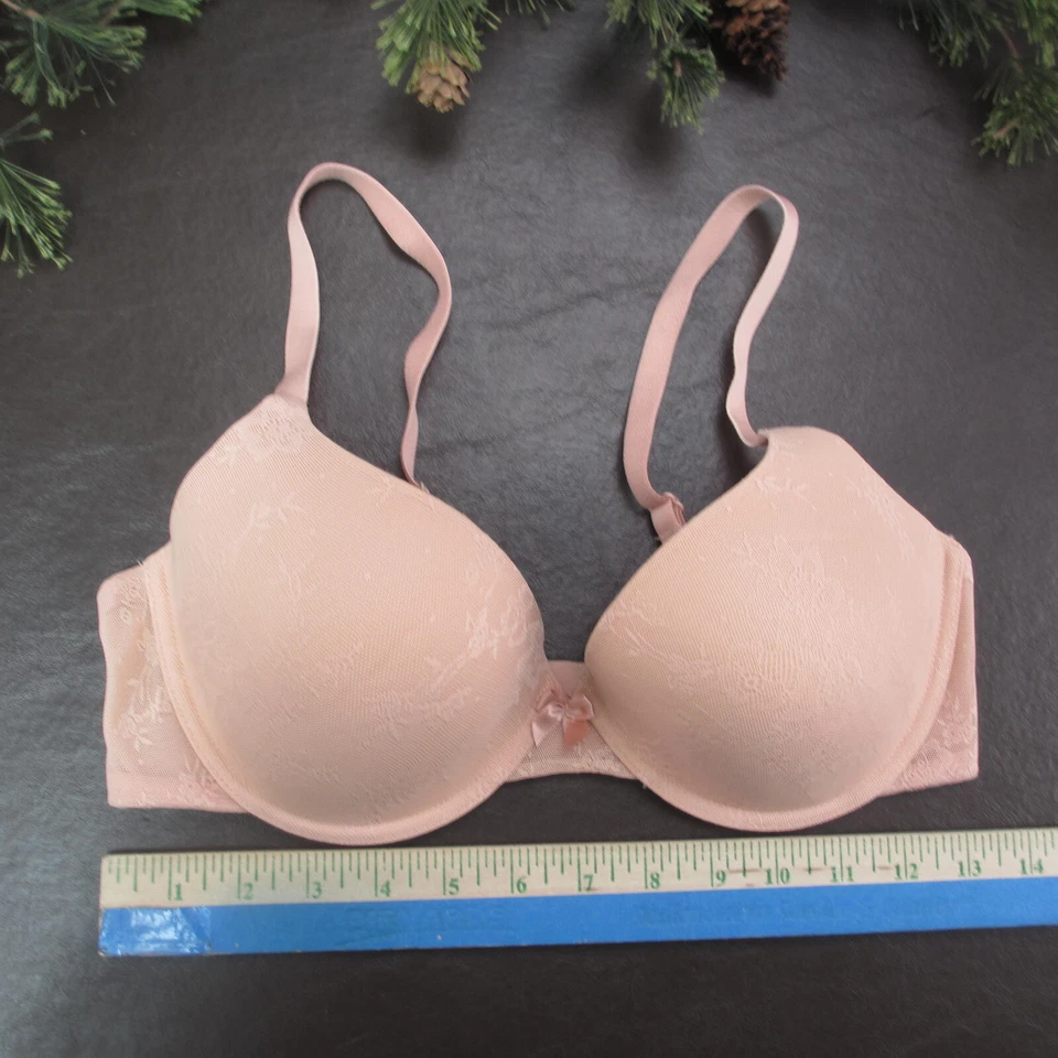 Sutiã Gilligan & O'Malley 34D laranja renda acolchoada com aro fecho ajustável atrás - Imagem 2 de 4