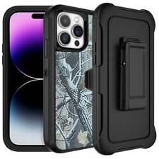 Black Tree Rugged Defender Case for iPhone 16/15/14/13/ Belt clip Fits Otter Box