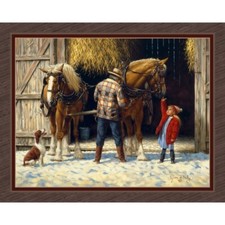 Hitching Up Horse Farm Nostalgic - Fabric Quilt Panel - 100 Cotton - 36" x 45"