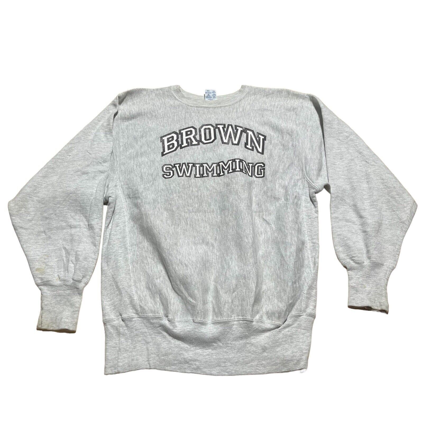 Vintage 90s Champion Reverse Weave Brown University Swimming Sweatshirt  Size XL