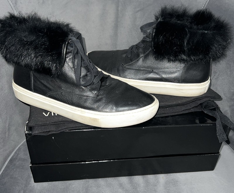 Vince Leather Rabbit Ankle Sneakers Size 8,5 M  Box Dust Bag