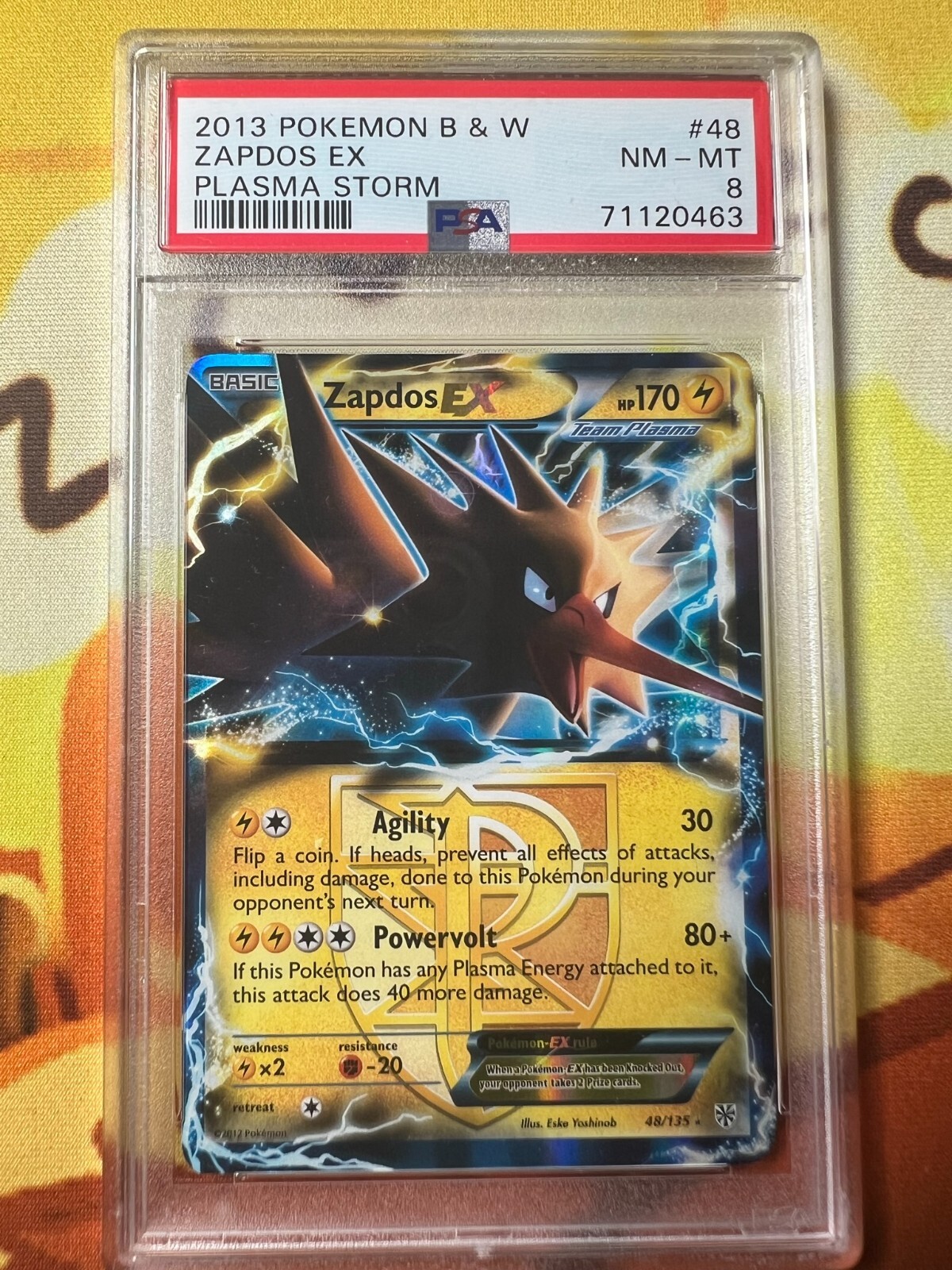 Pokemon TCG 2012 plasma storm	Zapdos ex	#48	PSA	8