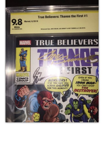 IRON MAN #55 CBCS 9.8 SS FIRMADO JIM STARLIN JOE SINNOTT ROY THOMAS 1ER THANOS - Imagen 10 de 10