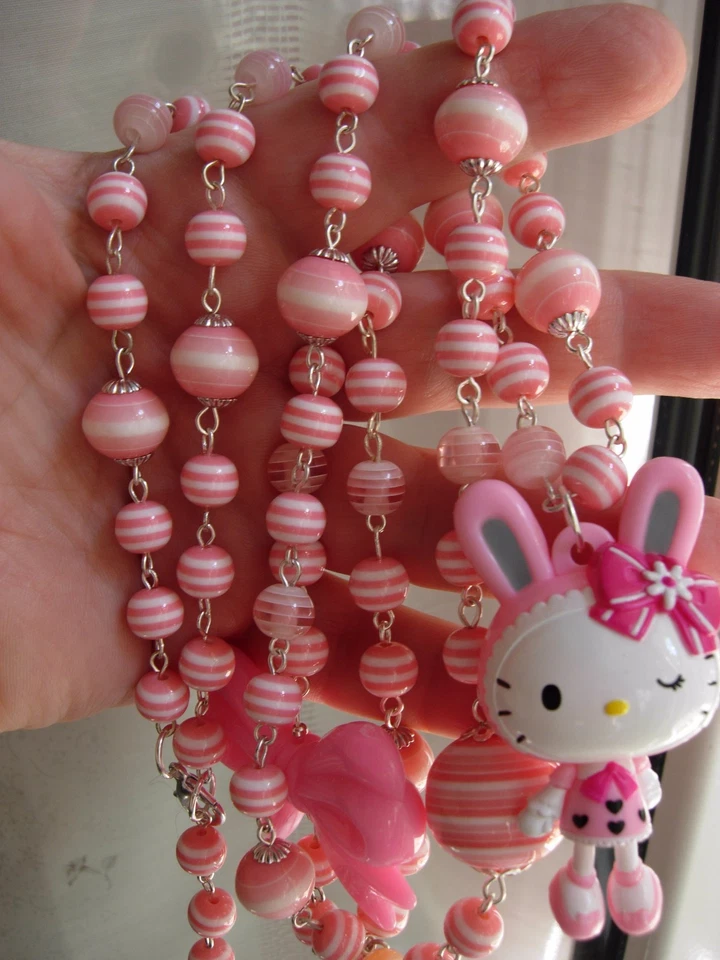 COLLANA HELLO KITTY PUNK LOLITA BUNNY rosa RARA da collezione SANRIO 1990  - Immagine 2 di 3