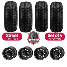 10" Casino Matte Black Golf Cart Wheels and Tires Combo (205/65-10) Set of 4