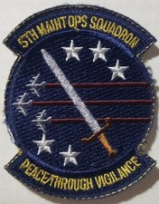 USA 5th MAINT OPS SQUADRON PEACE THROUGH VIGILANCE EMBROIDERED PATCH CREST