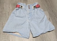 Vintage Levi's Toddler Girls Jean Denim Shorts w/ Clips Belt Sz 2 USA