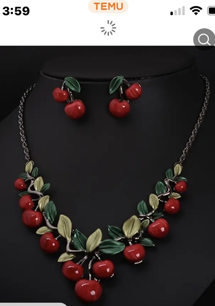 Cherry Necklace And Earring Set #744 | eBay