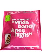 Vintage No Nonsense Nylon Knee Highs Tan 030 Sheer Toe Sandalfoot 2 Pairs