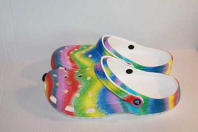 Crocs  Multi-Color Classic Spray Dye Clog Shoes Adult Men or Women Size 12 NEW