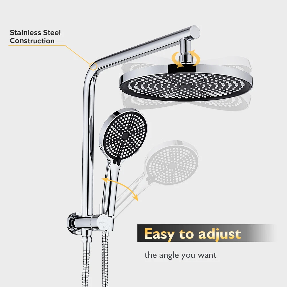 Decaura WELS 10" Rain shower head set 3-Mode handheld shower 2 in 1 Set Chrome