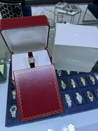 Cartier Tank Francaise Small 18k White Gold Factory Diamond Ladies Watch 2403 - Picture 3 of 14