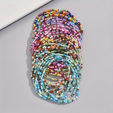 30Pcs Colorful Seed Bead Stretch Bracelets Boho Stackable Summer Jewelry Gift