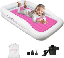 Portable Toddler Travel Bed W/ Safety Bumpers Inflatable Kids Air Mattress W/