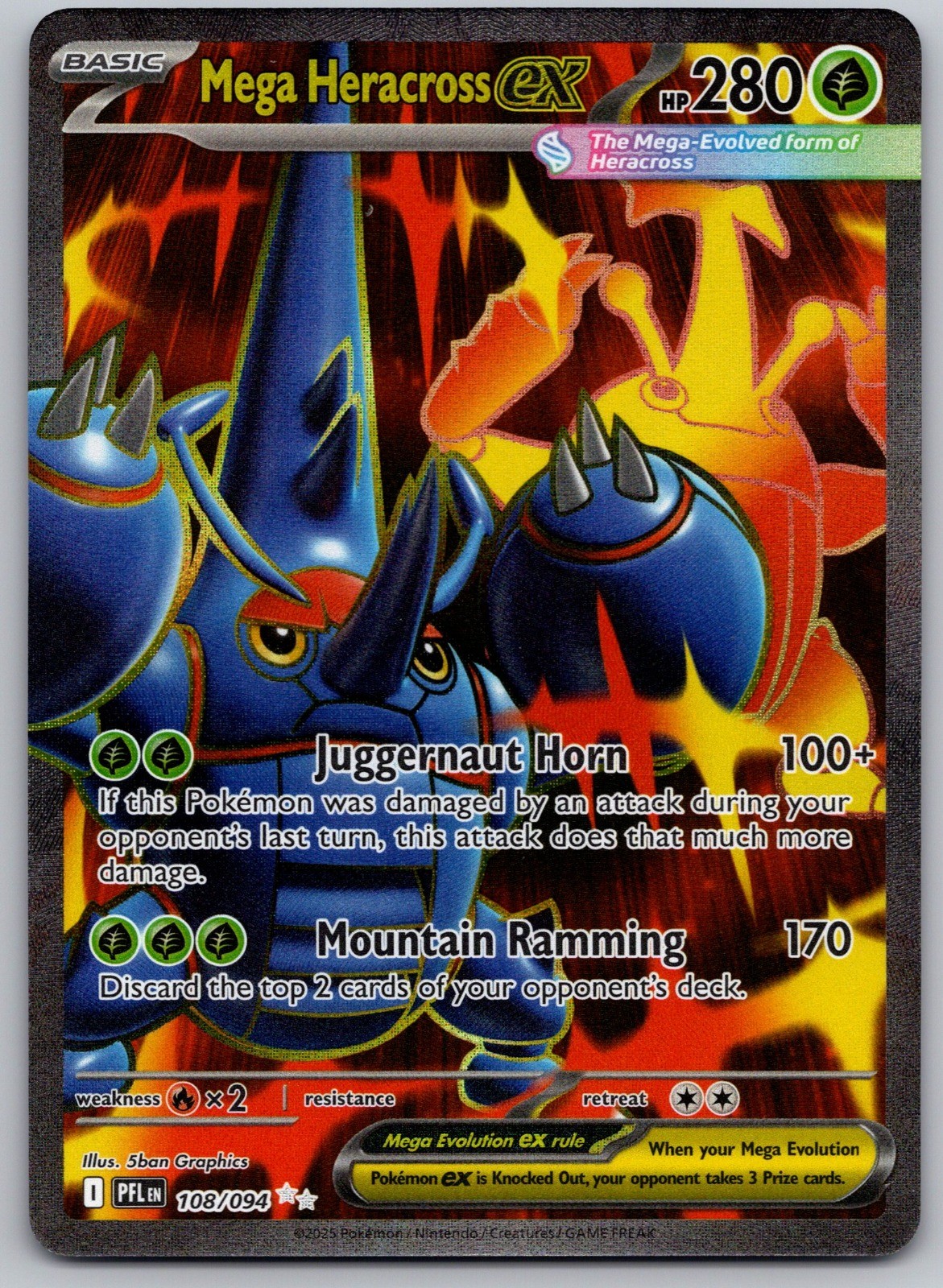 Mega Heracross ex - Holo Ultra Rare ME02: Phantasmal Flames 108/094 NM