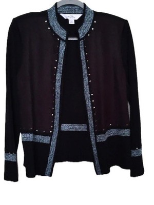 Ming Wang size medium 100% acrylic long sleeve blue-needs zipper pull*-Cardigan