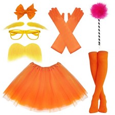 8pcs Orange Tutu Costume Accessories, Orange Cartoon Costume, Tulle Tutu Skir...