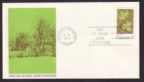 Canada FDC 1971 Maple Leaves in Summer, unaddressed, sc#536